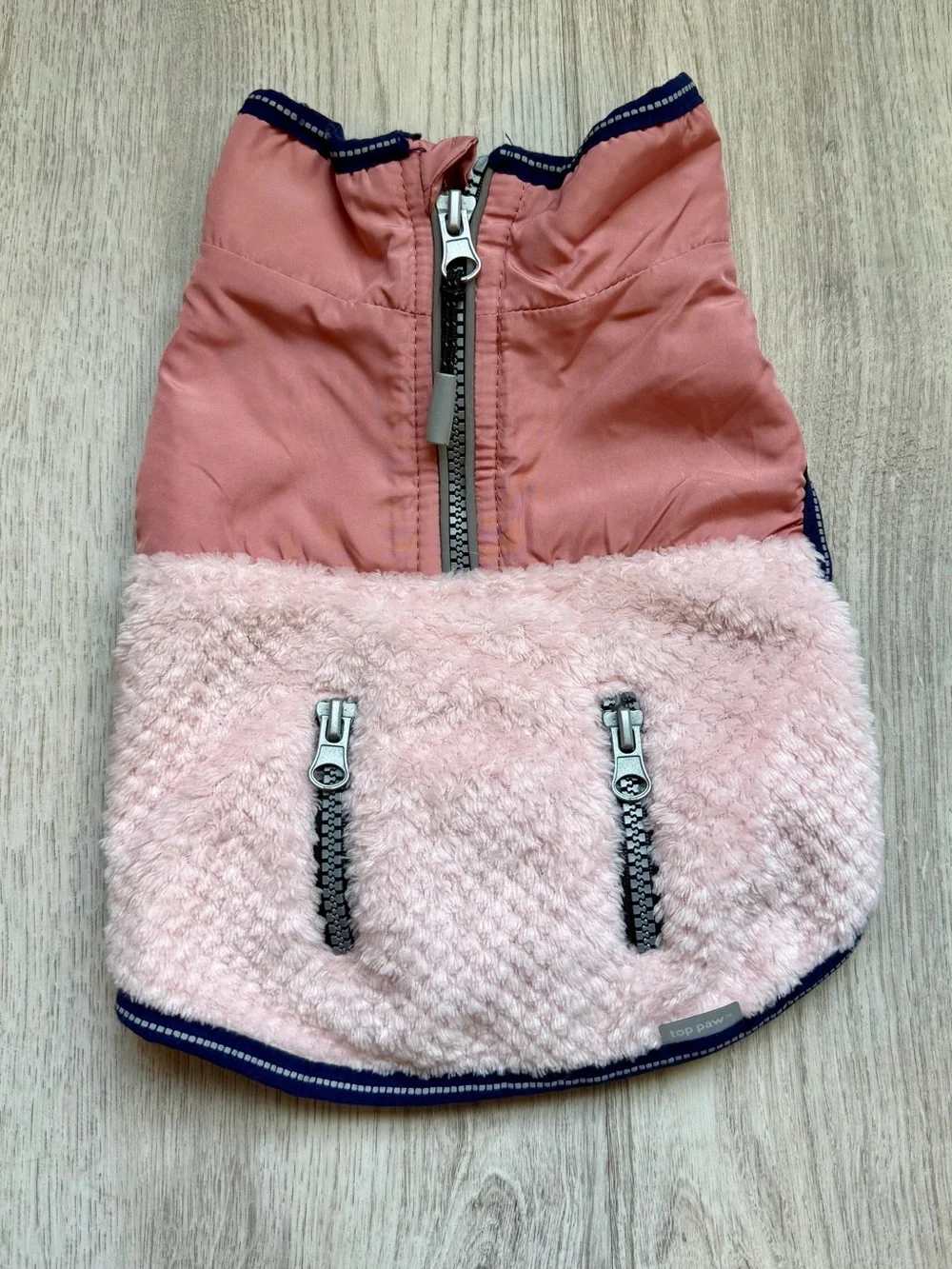 Pink Sherpa & Nylon Zip Vest for Pets/Small Puppy Dogs - size Small